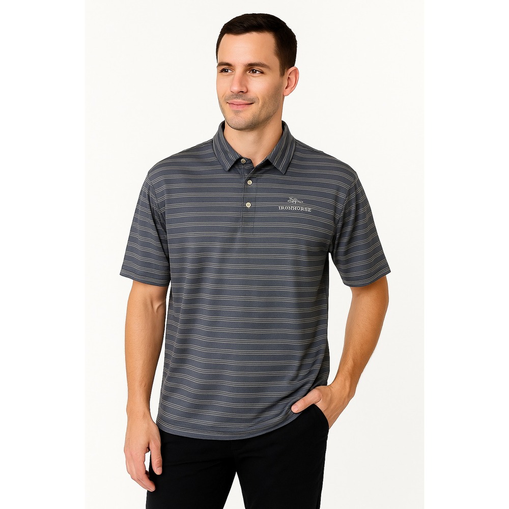 Greg Norman Golf Polo Shirt XL Purple White Striped Short Sleeve Collared Preppy